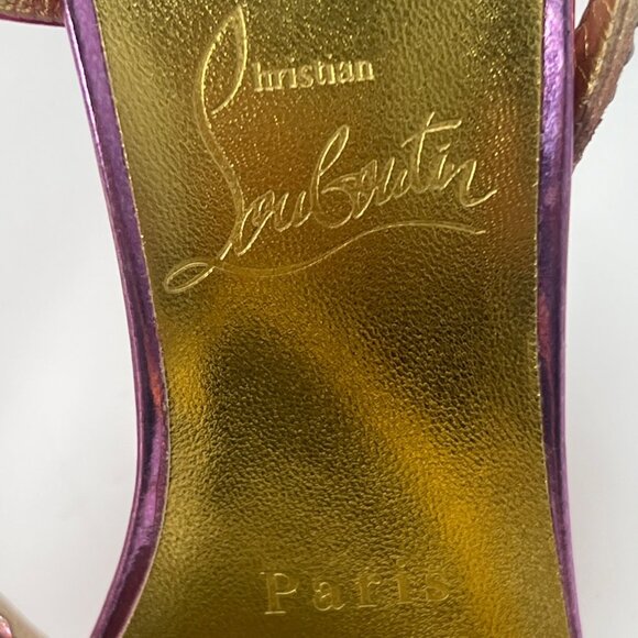 Christian Louboutin Rosalie Strass Boreal Heels Metallic Multicolor Sandals Sz36 - Picture 9 of 12